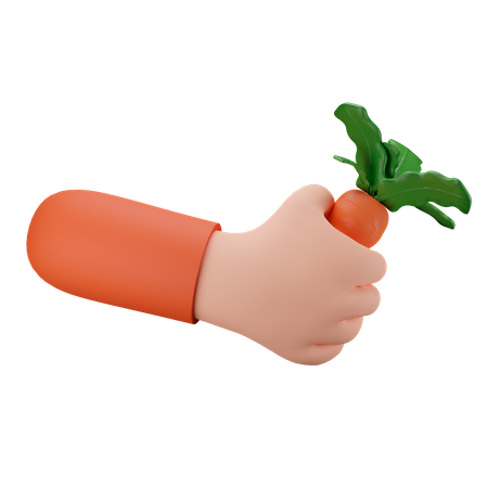 Carrot Farming With Hand  3D Icon