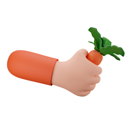Carrot Farming With Hand 3D Illustration