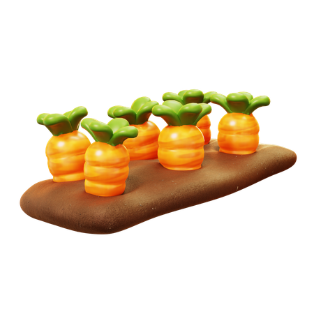 Carrot Field Farming  3D Icon