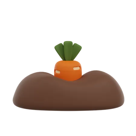 Carrot Planted In Soil 3 D Render Icon 3D Icon