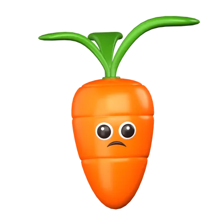 Cute Carrot Sad 3 D Cute Food Icon 3D Icon