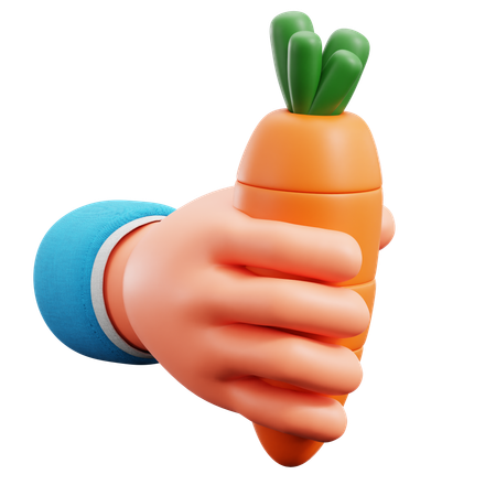 Carrot With Hand  3D Icon