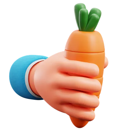 Carrot With Hand  3D Icon