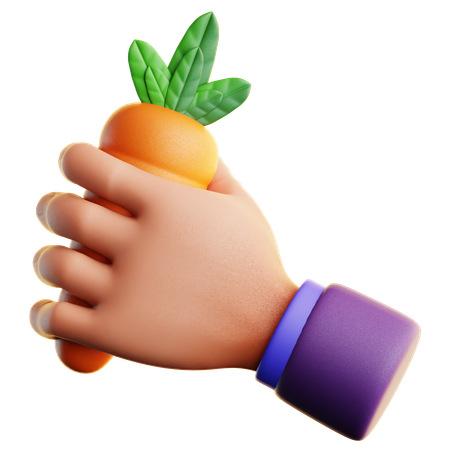 Carrot With Hand  3D Icon