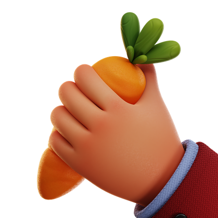 Carrot With Hand  3D Icon