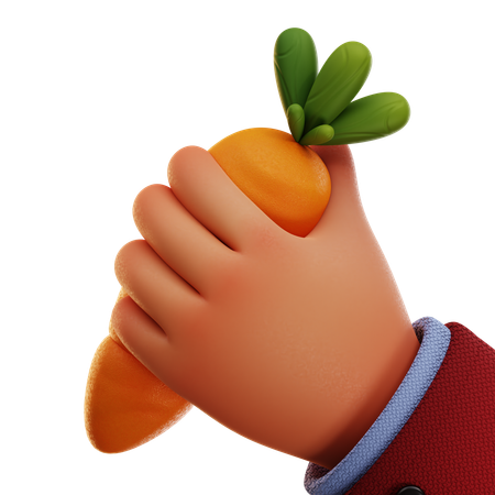 Carrot With Hand  3D Icon