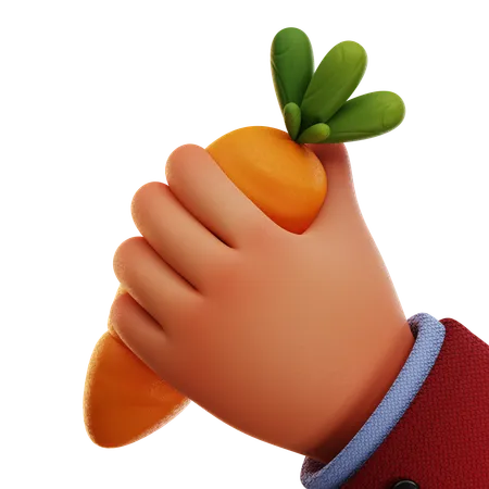 Carrot With Hand  3D Icon