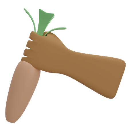Carrot With Hand 3D Illustration
