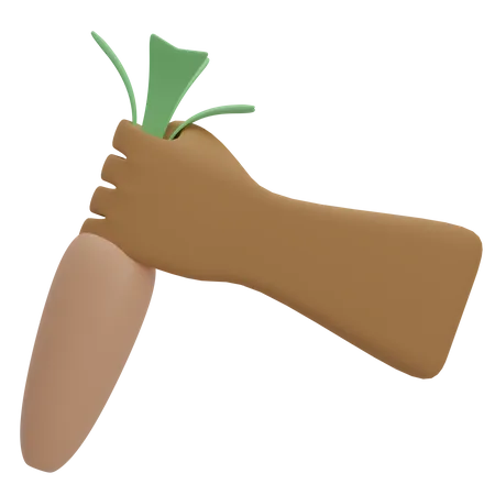 Carrot With Hand 3D Illustration