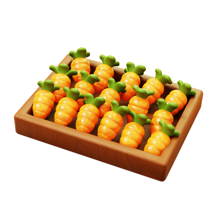 Carrot Wooden Box  3D Icon