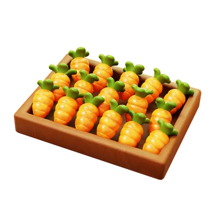 Cute Cartoon Carrot Carrot Wooden Box From Farming In Garden Farm Forest And Agriculture Nature Environment Eco Grocery Concept 3D Icon