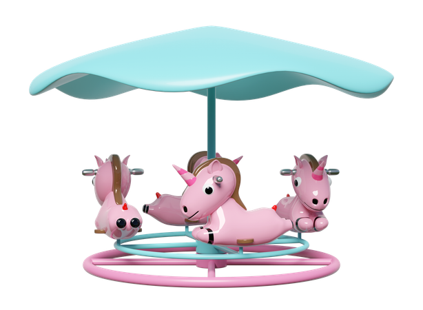 Carrusel de unicornio  3D Illustration