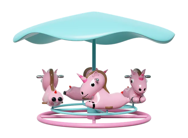 Carrusel de unicornio  3D Illustration