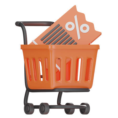 Cart And Discount Coupon  3D Icon