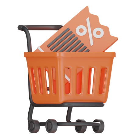 Cart And Discount Coupon  3D Icon