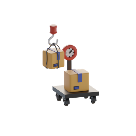 Cart Scales And Boxes  3D Icon