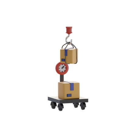 Cart Scales And Boxes  3D Icon