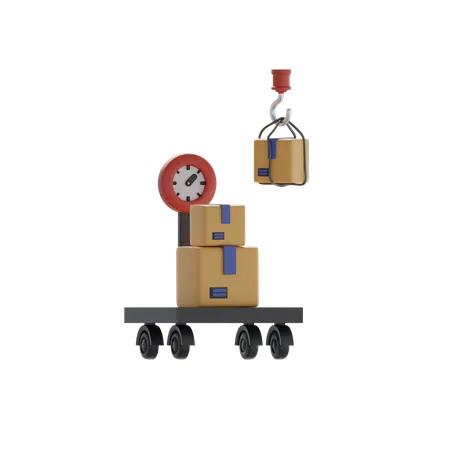 Cart Scales And Boxes  3D Icon