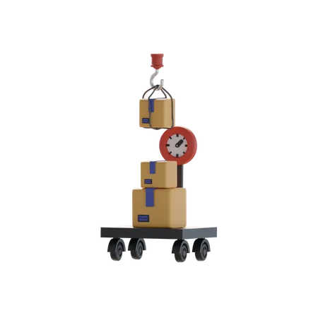 Cart Scales And Boxes  3D Icon