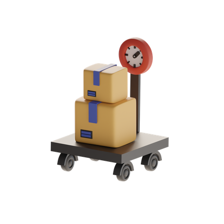 Cart Scales And Boxes  3D Icon