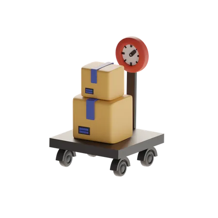 Cart Scales And Boxes  3D Icon