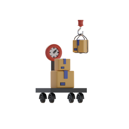 Cart Scales And Boxes  3D Icon