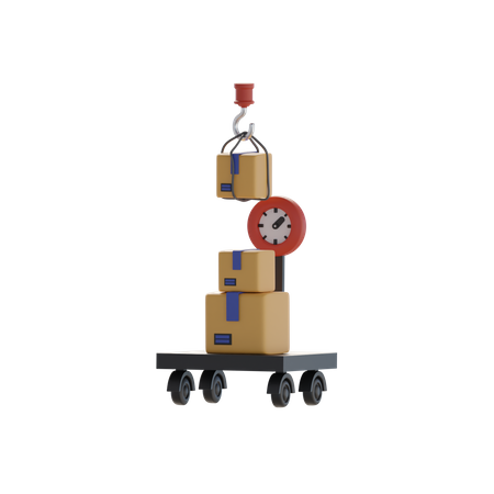 Cart Scales And Boxes  3D Icon