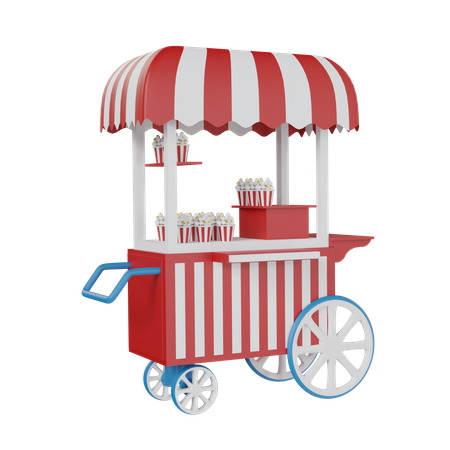 Cart Selling Popcorn  3D Icon