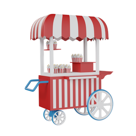Cart Selling Popcorn  3D Icon