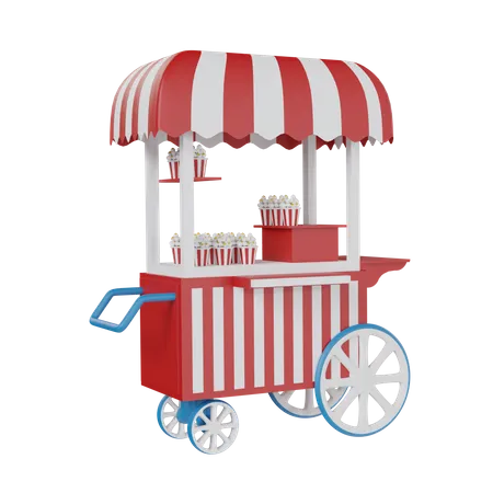 Cart Selling Popcorn  3D Icon