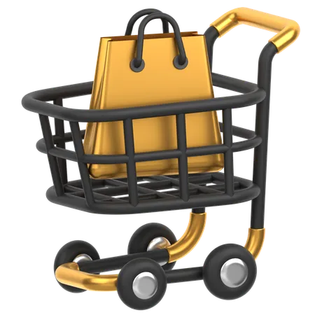 Cart With Bag  3D Icon