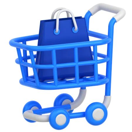 Cart With Bag  3D Icon