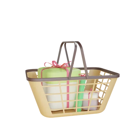 Cart With Box  3D Illustration