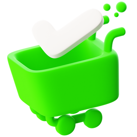 Cart With Check Mark  3D Icon