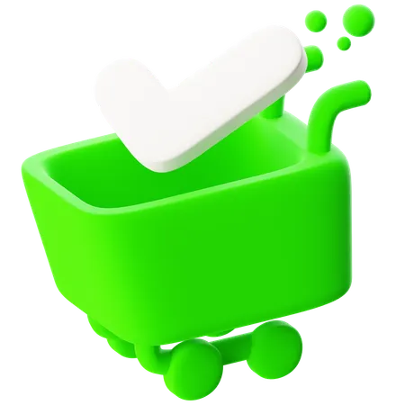 Cart With Check Mark  3D Icon