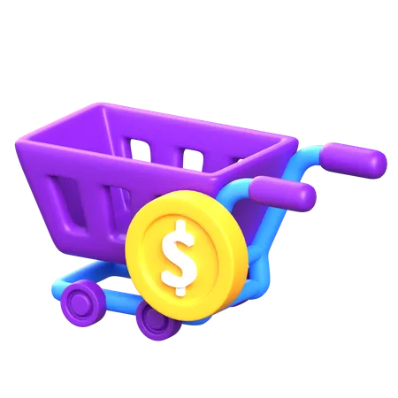 Cart With Dollar  3D Icon