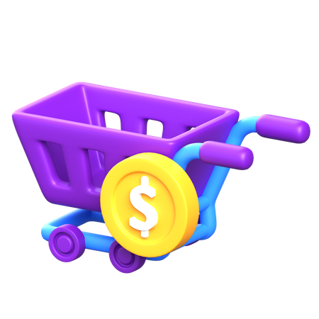 Cart With Dollar  3D Icon