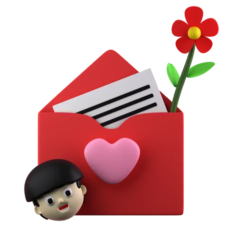 Carta amor  3D Icon