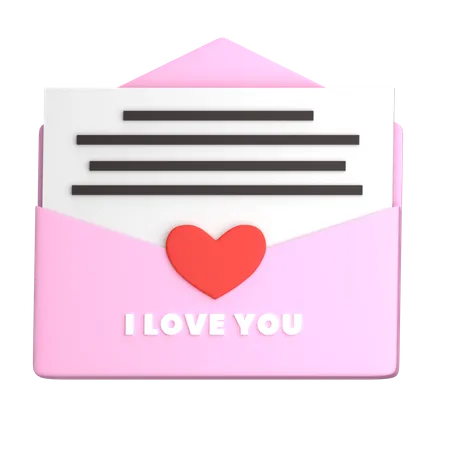 Carta amor  3D Illustration