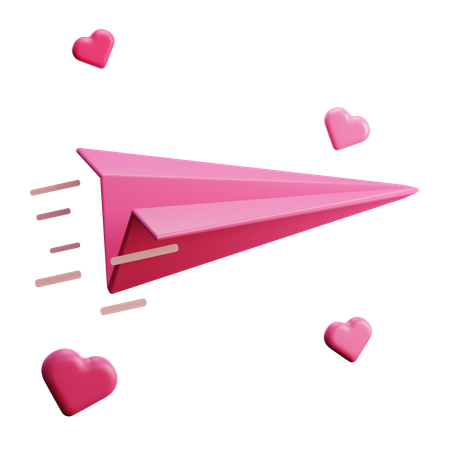 Carta de avião de amor  3D Icon