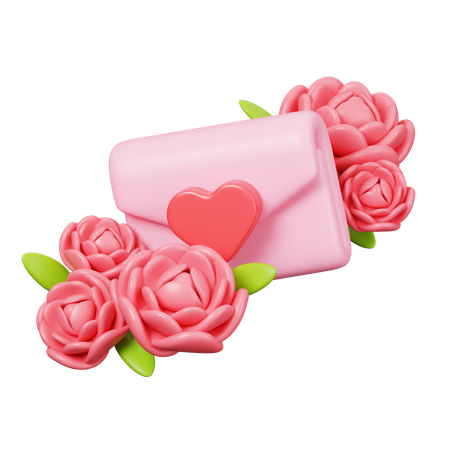 Carta com Rosa  3D Icon