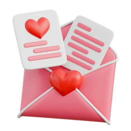 Carta de amor  3D Icon