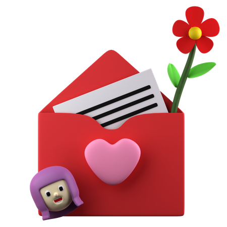 Carta de amor  3D Icon