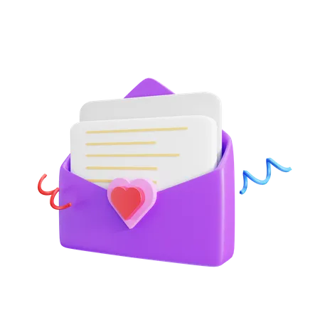 Carta de amor  3D Illustration