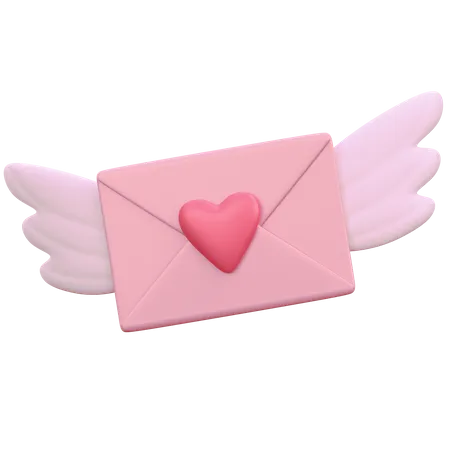 Carta de amor com asa  3D Icon