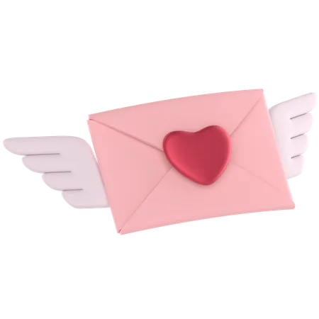 Carta de amor com asas  3D Icon