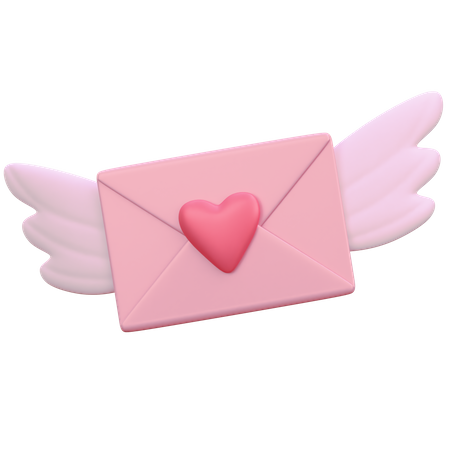Carta de amor con ala  3D Icon