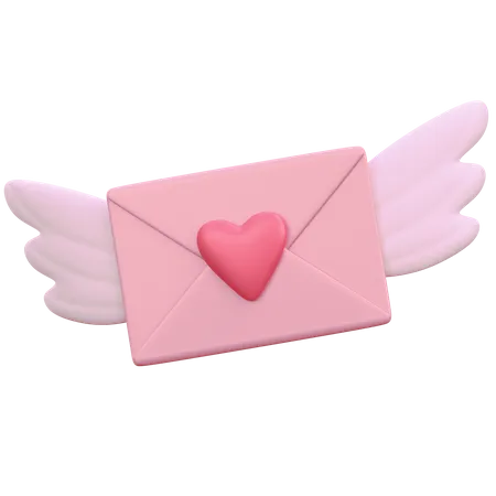 Carta de amor con ala  3D Icon