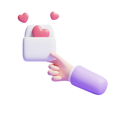 Mão segurando uma carta de amor  3D Icon