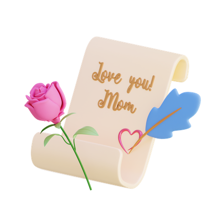 Te amo mãe carta  3D Icon